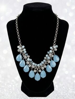 Blue And Silver Bead Statement Necklace - Women Jewelry